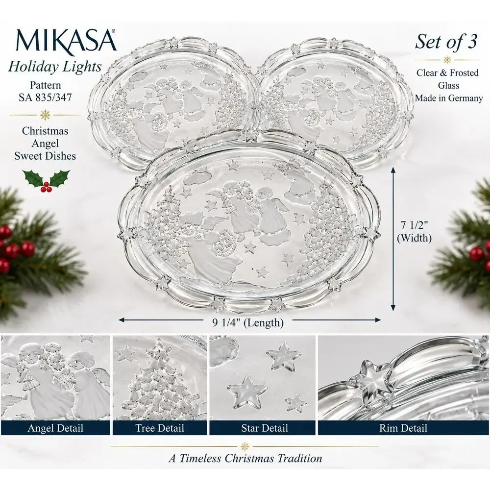 Mikasa Holiday Lights Angel Christmas Dishes Set of 3